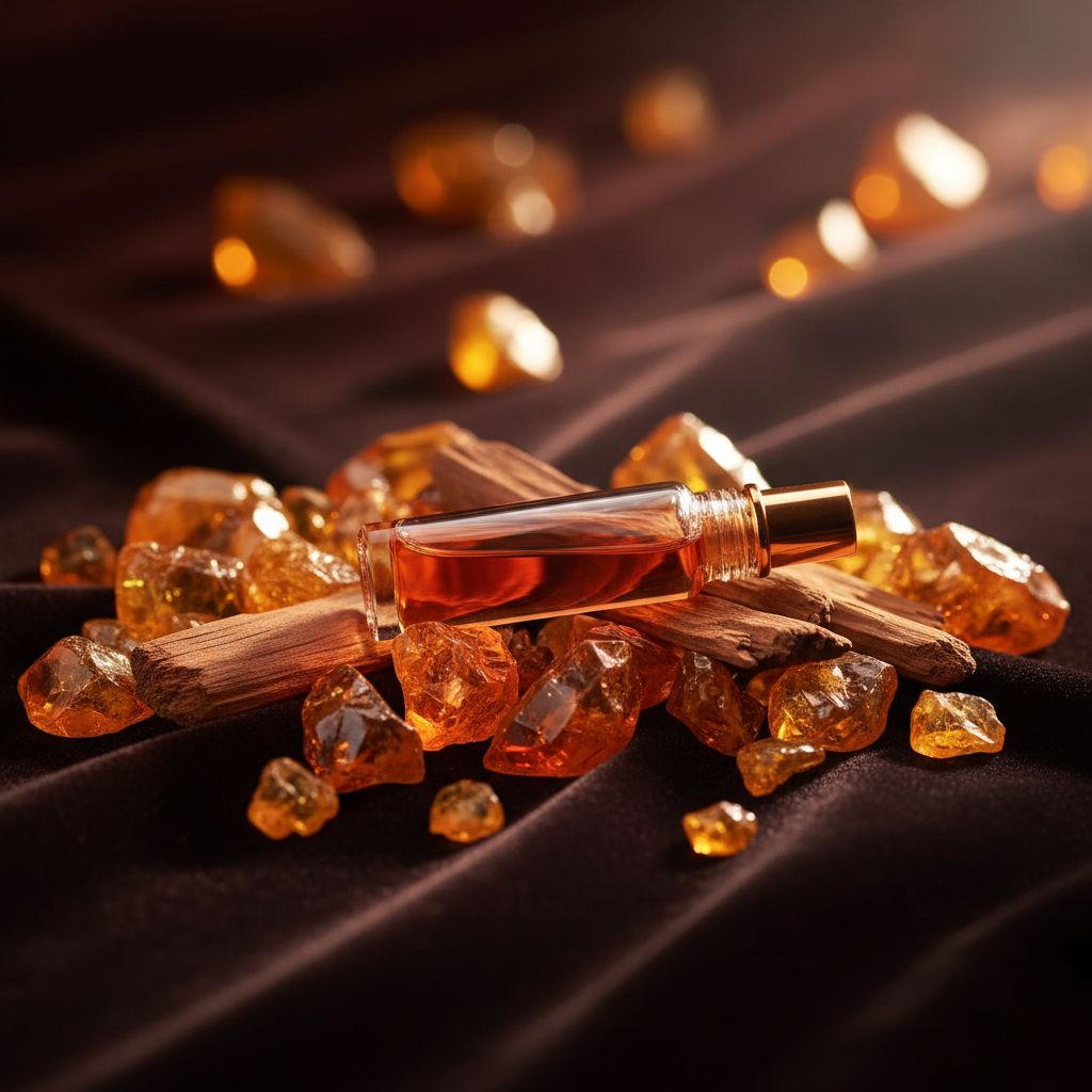 Baccarat Rouge 540 decant with amber crystals and cedarwood